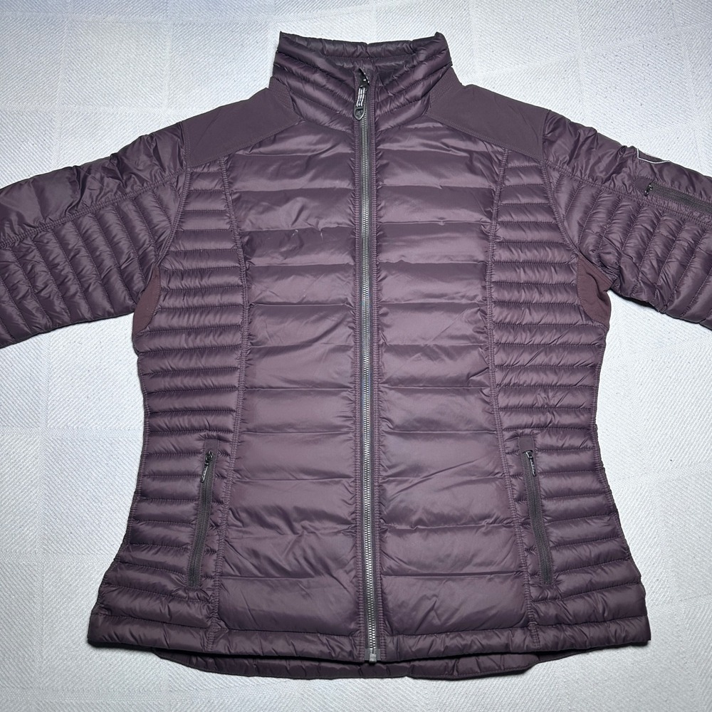 Kuhl Spyfire Jacket Women Large 800 Down Fill Quilted Full Zip Puffer Burgundy - Picture 2 of 16
